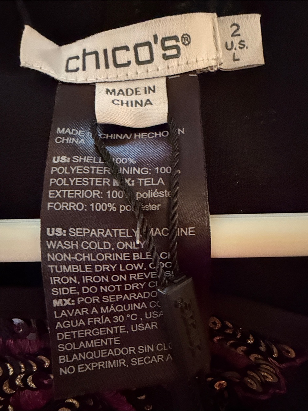 Chico's NWT Black Jacket with Magenta Embroidery - Picture 2 of 5
